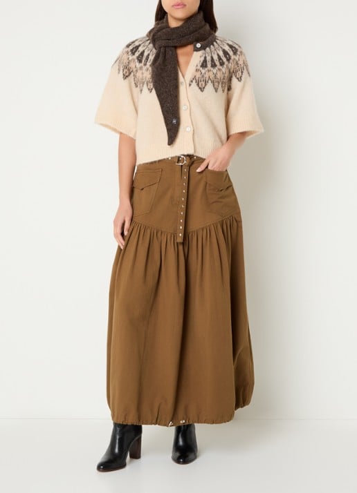 alchemist Mimosa fijngebreid vest met ingebreid patroon - voorkant 3 beige