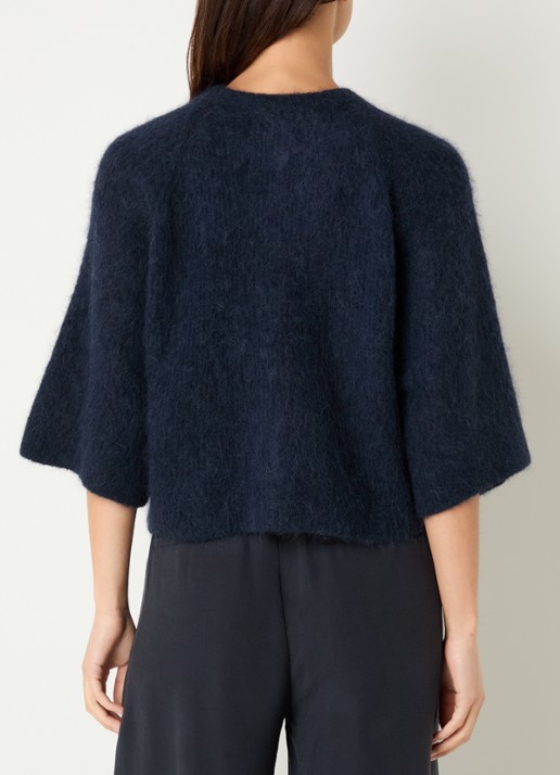 alchemist Mimosa grofgebreid vest met ronde hals - achterkant 2 donkerblauw