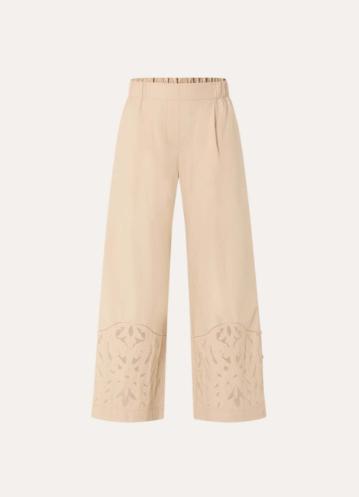 alchemist Moonflower high waist loose fit pantalon met broderie - voorkant beige