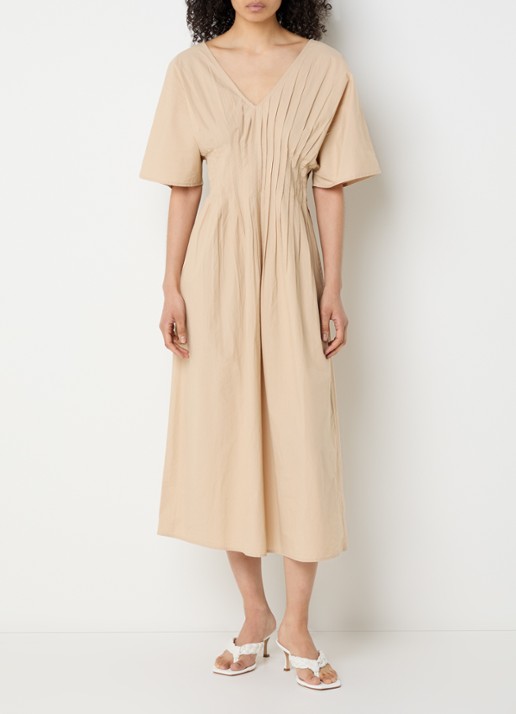 alchemist Pippa midi jurk met plooidetail en trompetmouw