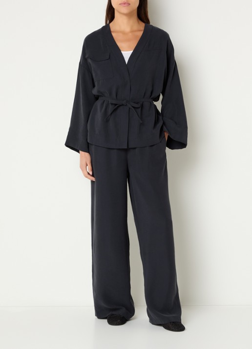 alchemist Sammy high waist wide fit broek met steekzakken - voorkant 2 zwart