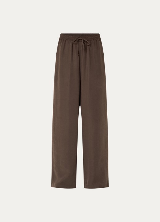 alchemist Sammy high waist wide fit broek met steekzakken - voorkant 2 chocoladebruin