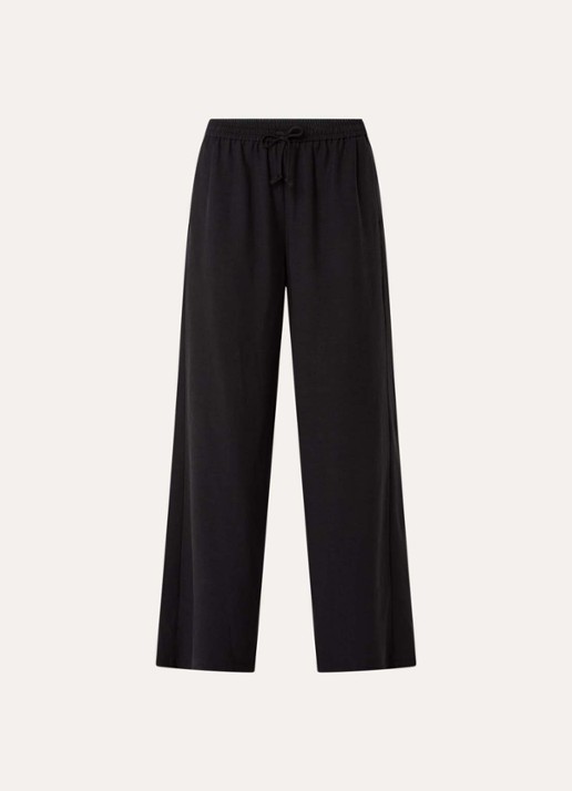 alchemist Sammy mid waist loose fit pantalon in linnenblend met steekzakken - voorkant zwart
