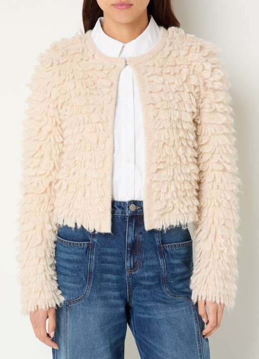 alchemist Sen grofgebreid vest met ronde hals - detail creme