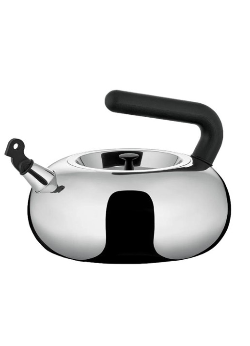 Alessi Bulbul fluitketel 2,5 liter - voorkant zilver