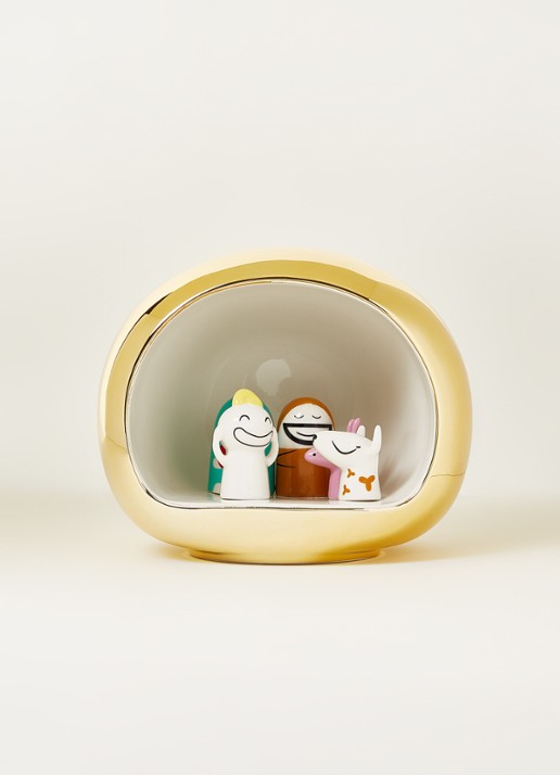 Alessi Kerststal 13,5 cm 6-delig - voorkant 2 goud