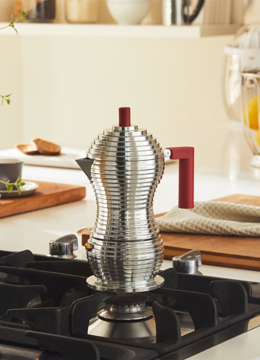 Alessi Pulcina Percolator 3-kops - voorkant 3 rood