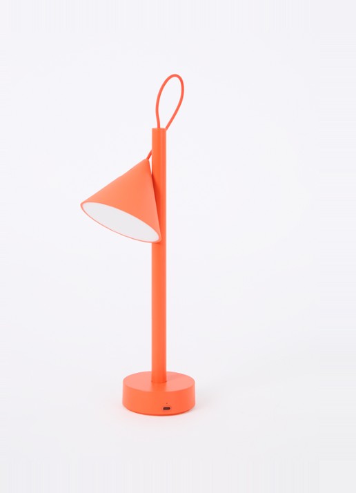 Alessi Tsumiki tafellamp 16,4 x 11 x 33,7 cm - voorkant 2 oranjerood