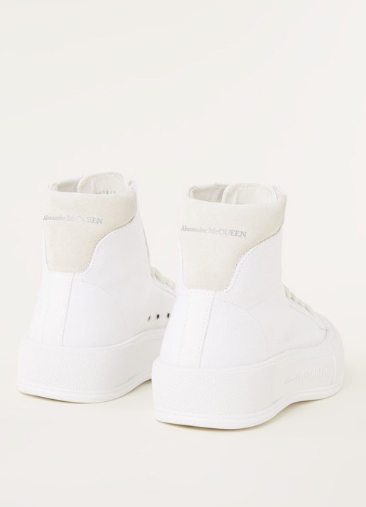 Alexander McQueen Deck Plimsoll sneaker van canvas met suède details - detail 4 gebroken wit