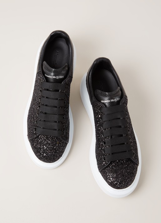 Alexander McQueen Oversized sneaker van kalfsleer met glitter  - detail 2 zwart