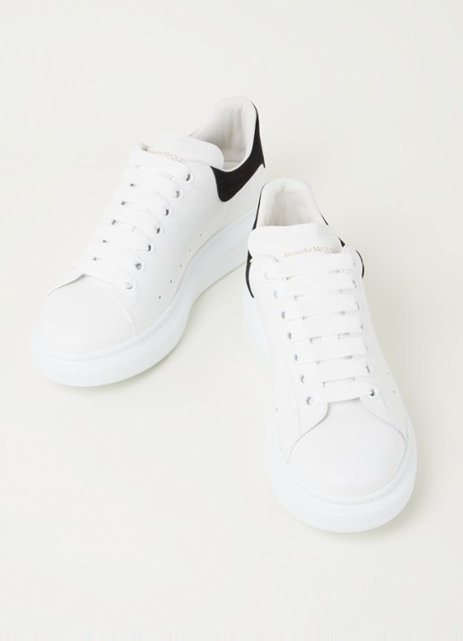 Alexander McQueen Sneaker van kalfsleer met suède detail - detail 3 wit