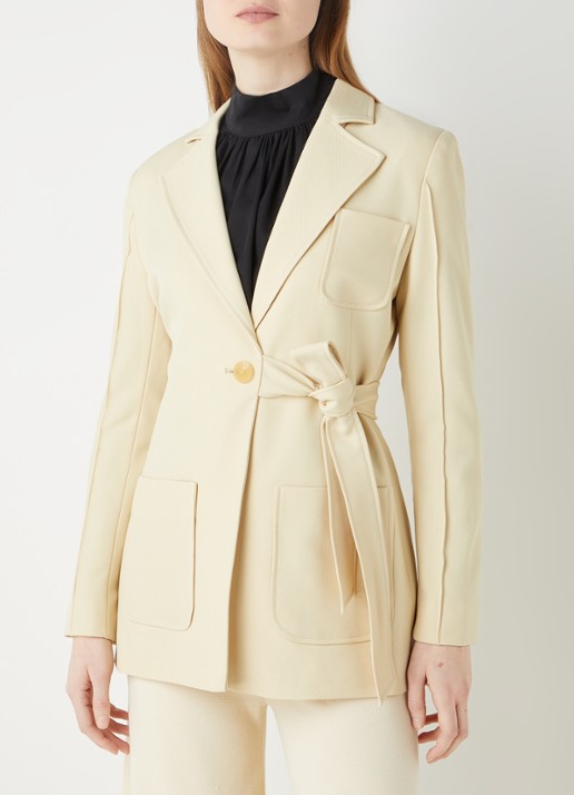 Aligne Ferran blazer met strikceintuur - detail 3 vanillegeel