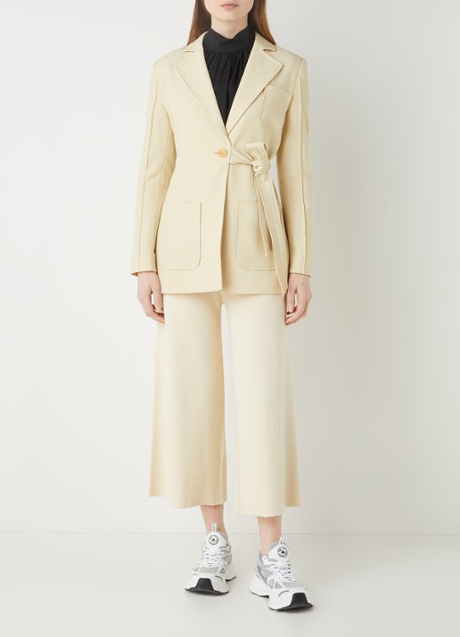Aligne Ferran blazer met strikceintuur - voorkant 2 vanillegeel
