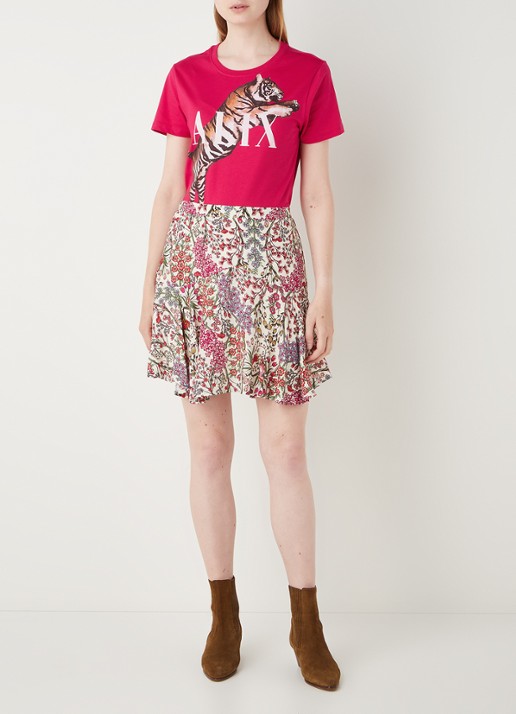 Alix The Label T-shirt met logoprint - voorkant 4 donkerroze