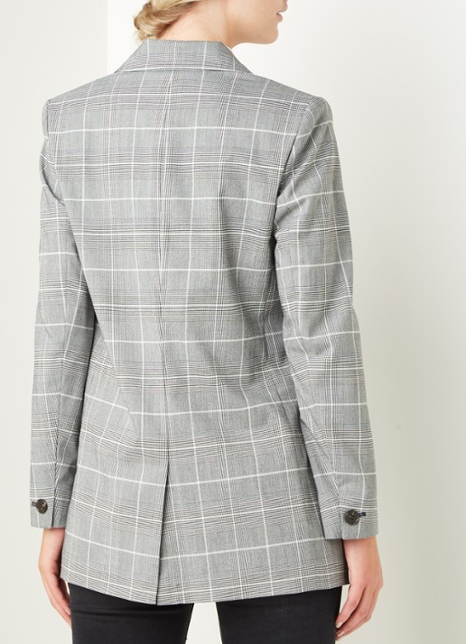 ALLSAINTS Astrid double-breasted blazer met ruitdessin - achterkant grijs