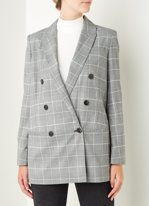 ALLSAINTS Astrid double-breasted blazer met ruitdessin - detail 2 grijs