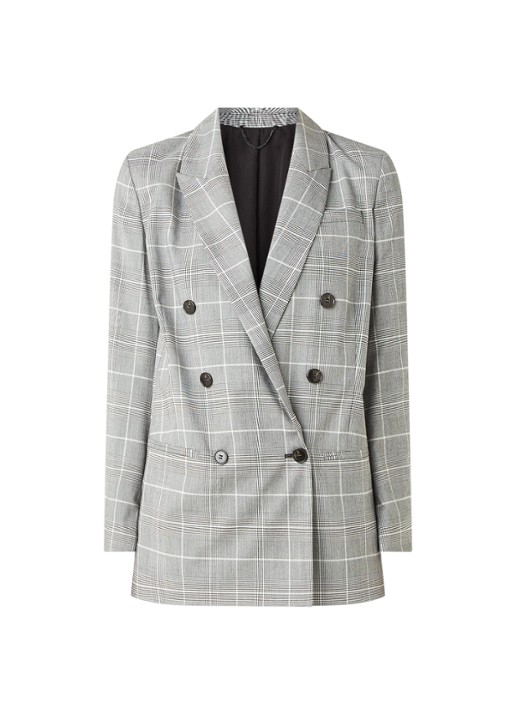 ALLSAINTS Astrid double-breasted blazer met ruitdessin - voorkant 3 grijs