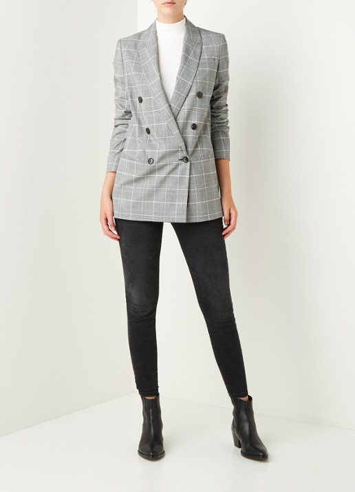 ALLSAINTS Astrid double-breasted blazer met ruitdessin - voorkant 4 grijs
