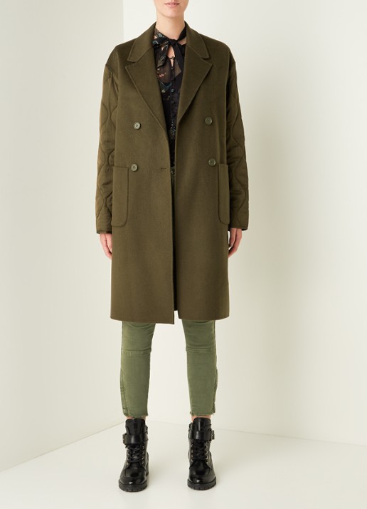 ALLSAINTS Florence mantel in wolblend - voorkant 2 bronsgroen