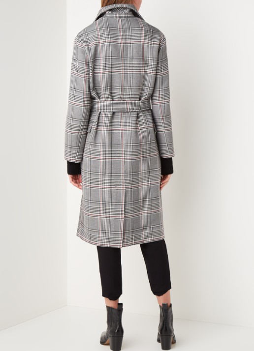 ALLSAINTS Tyla double-breasted trenchcoat met ruitdessin - achterkant 3 grijs