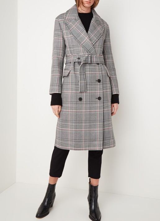 ALLSAINTS Tyla double-breasted trenchcoat met ruitdessin - detail 4 grijs