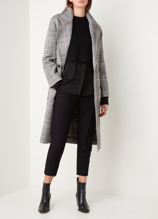 ALLSAINTS Tyla double-breasted trenchcoat met ruitdessin - voorkant 2 grijs