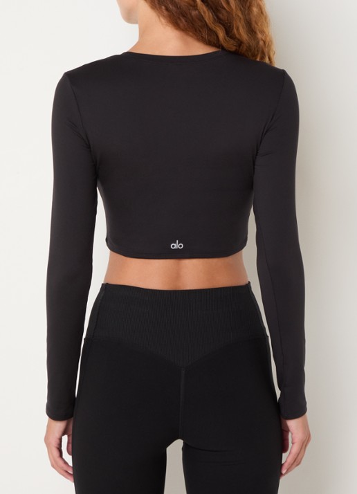 Alo Yoga Cropped trainings longsleeve met logo - achterkant 2 zwart