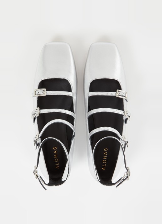 ALOHAS Luke Shimmer ballerina met metallic finish - detail 3 zilver