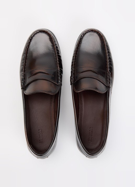 ALOHAS Rivet loafer van leer - detail 4 donkerbruin