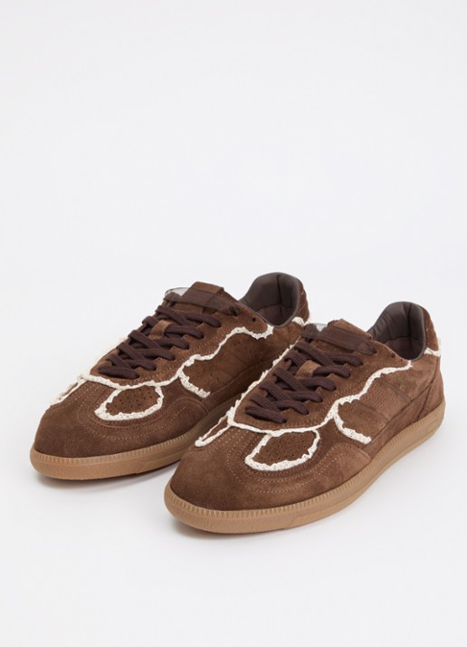 ALOHAS Tb.490 Crochet sneaker van suède met broderie - detail 3 chocoladebruin