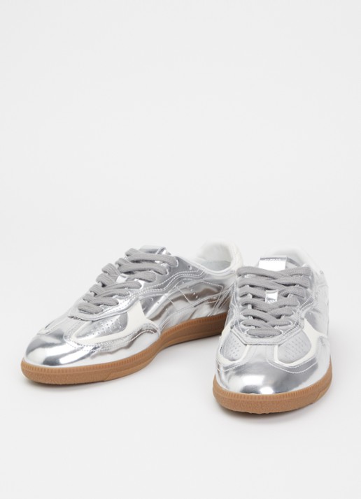 ALOHAS TB.490 Rife sneaker van leer met metallic finish - detail zilver