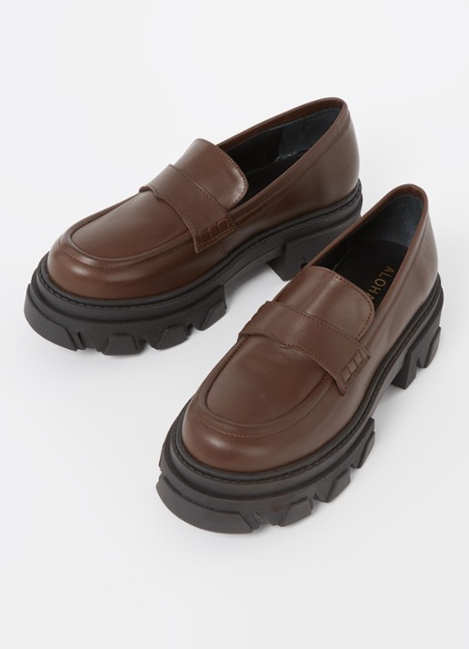 ALOHAS Trailblazer Chunky loafer van leer - detail donkerbruin