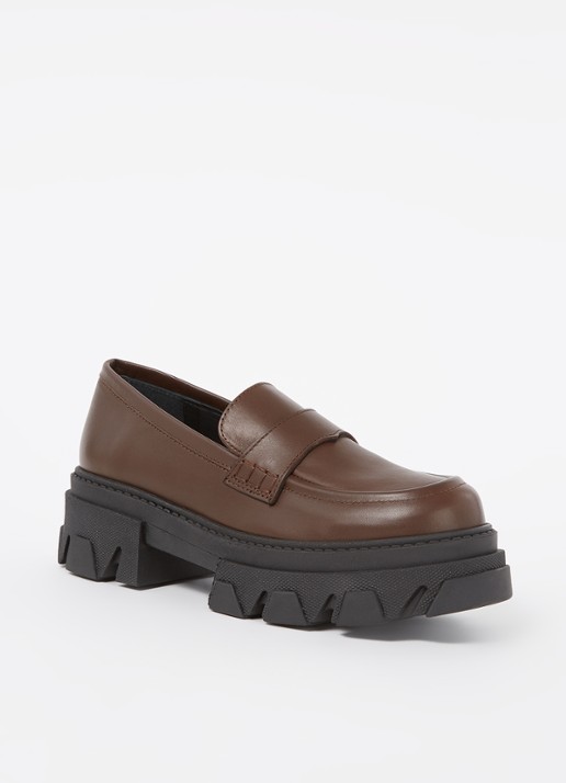 ALOHAS Trailblazer Chunky loafer van leer - voorkant 5 donkerbruin
