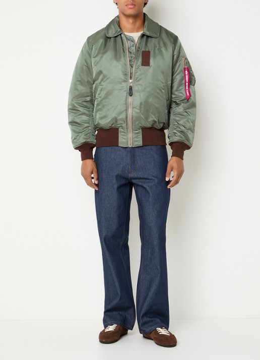 Alpha Industries B-15 Vintage gewatteerd bomberjack met afneembare kraag van imitatiebont - voorkant 4 bronsgroen