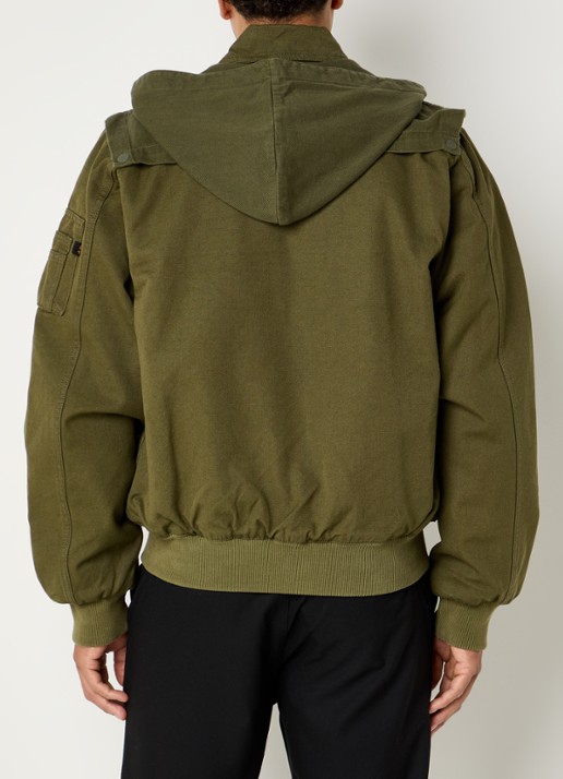 Alpha Industries CWU-45/P D-Tec gewatteerd bomberjack met capuchon - achterkant olijfgroen