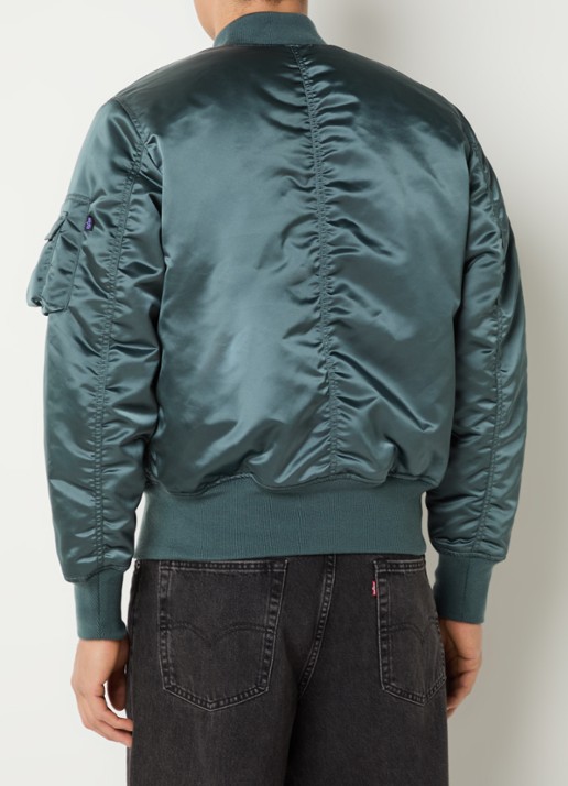 Alpha Industries MA-1 Base Flight reversible gewatteerd bomberjack met steekzakken - achterkant 4 petrol