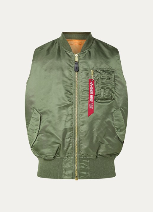 Alpha Industries Ma-1 bodywarmer met klepzakken - voorkant 2 legergroen