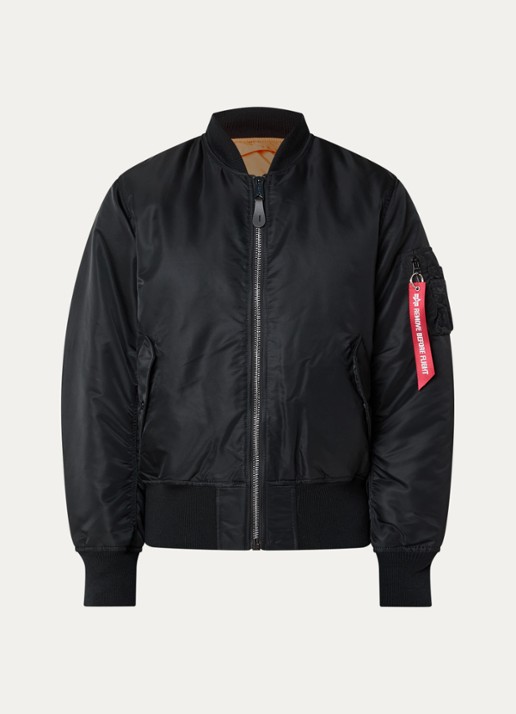Alpha Industries MA-1 Heritage reversible gewatteerd bomberjack met klepzakken - voorkant 3 zwart