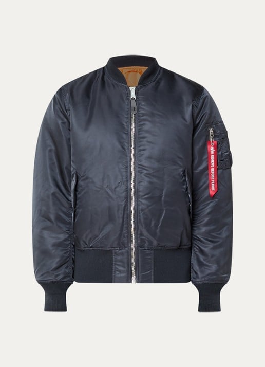 Alpha Industries MA-1 Heritage reversible gewatteerd bomberjack met klepzakken - voorkant 2 antraciet
