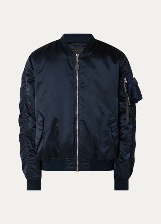 Alpha Industries MA-1 UV gewatteerd bomberjack met ruches - voorkant 3 donkerblauw
