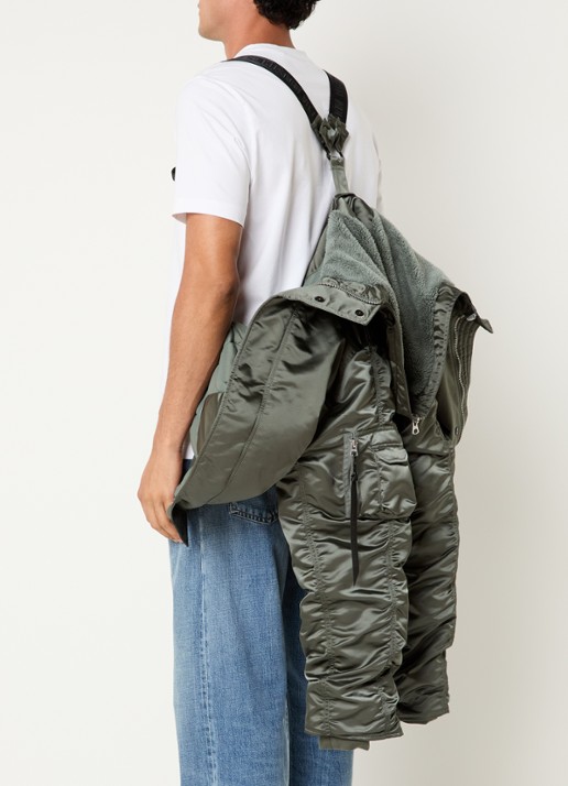 Alpha Industries N-2B Base UV gewatteerd bomberjack met ruches - detail 2 mosgroen