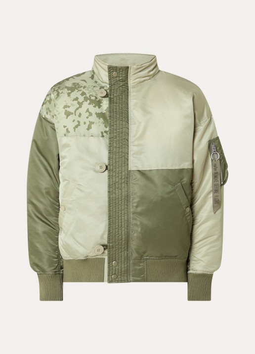 Alpha Industries N-2B gewatteerd bomberjack met opstaande kraag en print - voorkant 2 legergroen