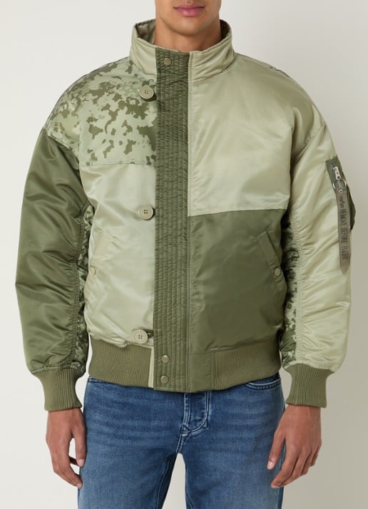 Alpha Industries N-2B gewatteerd bomberjack met opstaande kraag en print