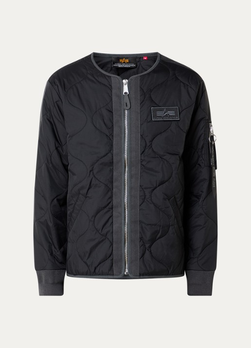 Alpha Industries Q-1 gewatteerd jack met steekzakken - voorkant 3 zwart