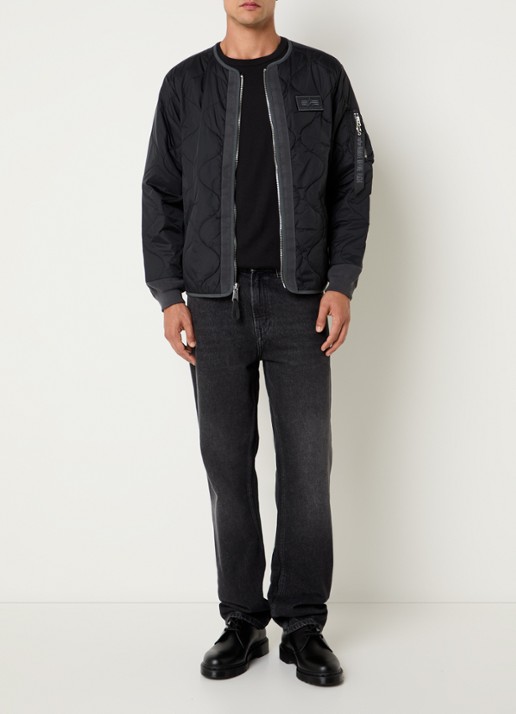 Alpha Industries Q-1 gewatteerd jack met steekzakken - voorkant 4 zwart