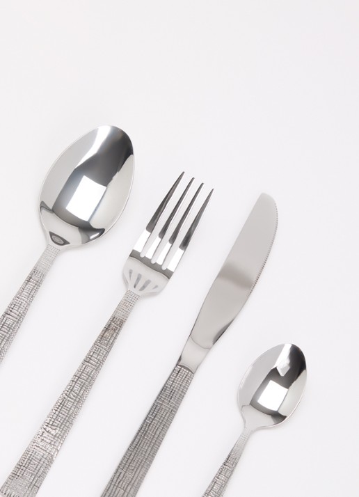 Amefa Linen bestekset 24-delig - voorkant 2 zilver