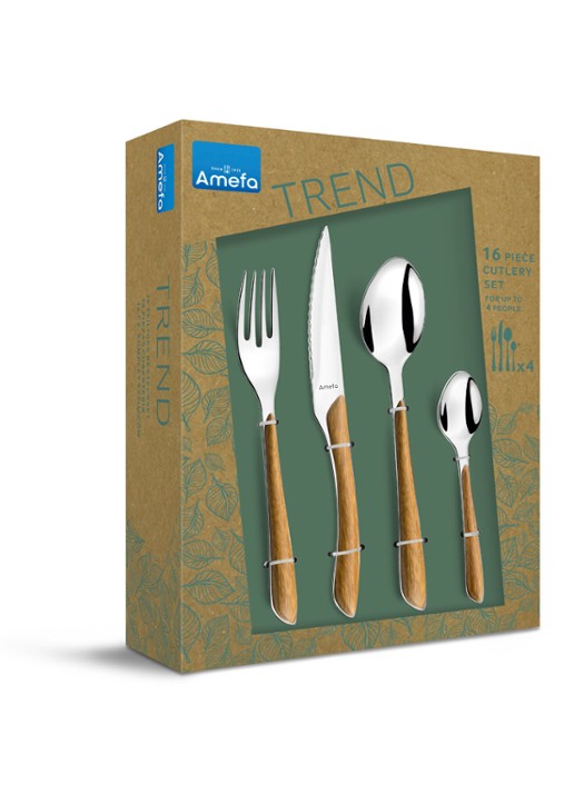 Amefa Trend Nature bestekset 16-delig - detail lichtbruin