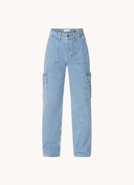 America Today Baltimore high waist straight fit cargobroek van denim - voorkant 4 indigo