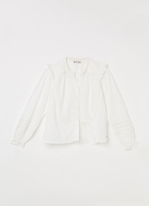 America Today Bowie blouse met structuur - voorkant 3 gebroken wit