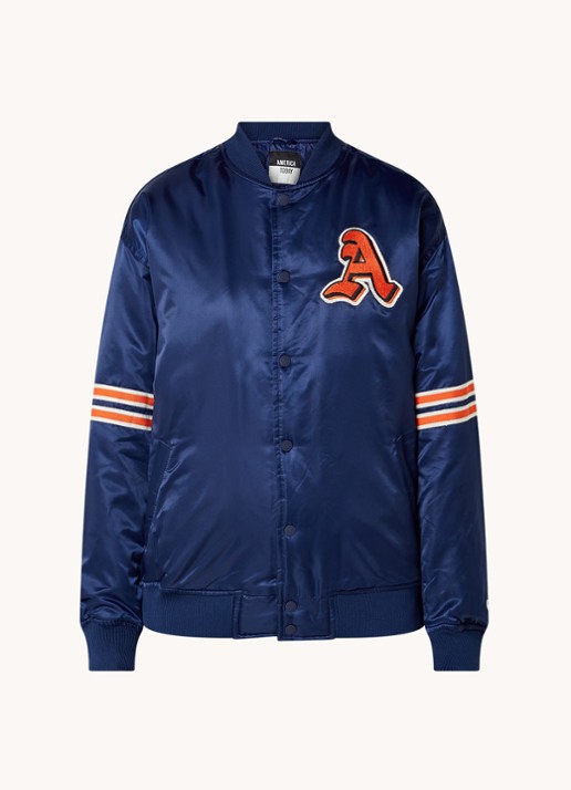 America Today Joel gewatteerd bomberjack met patch - voorkant blauw